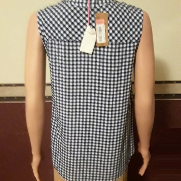 Cremieux Navy White Gingham Sleeveless Top Size XS NWT - Picture 5 of 7